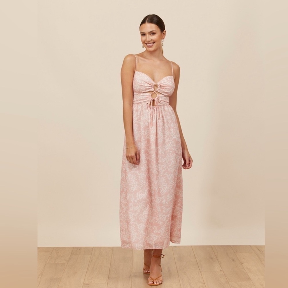 NWT Park & Fifth Wylie Rosa pink & white floral spaghetti strap midi dress